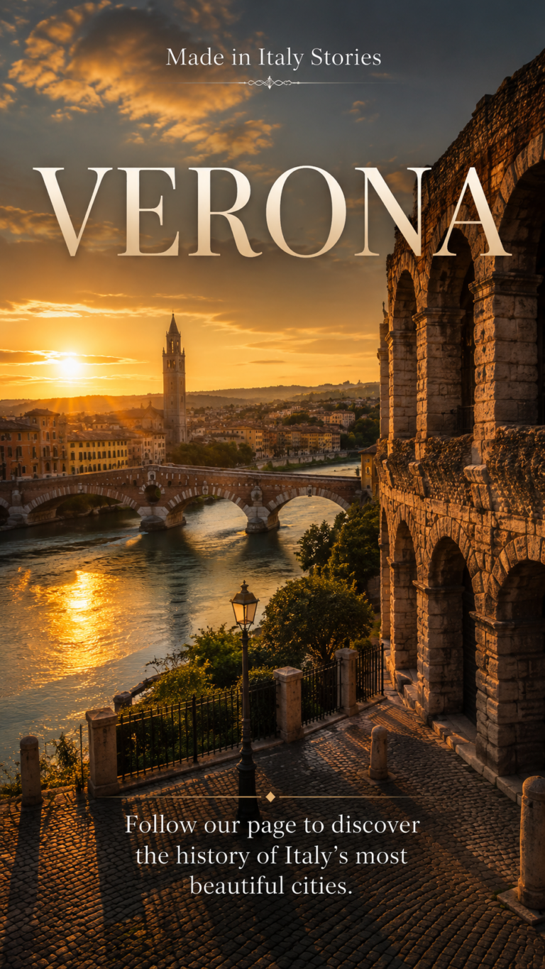 Verona, the Adige River and Roman Arena at sunset