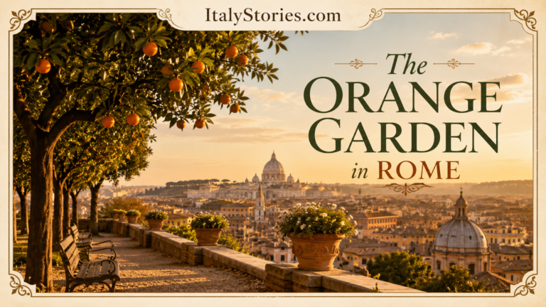 The Orange Garden in Rome at sunset, overlooking St Peter’s Basilica